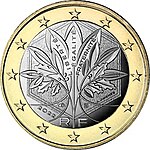 Pile française d'une pièce de 1 euro